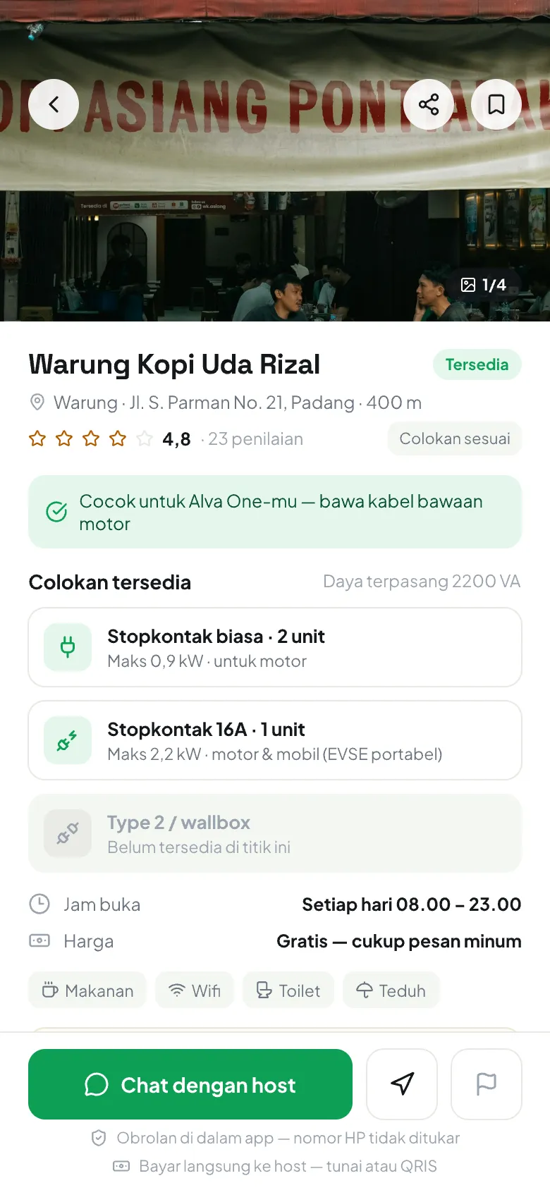 Detail titik cas di The Power