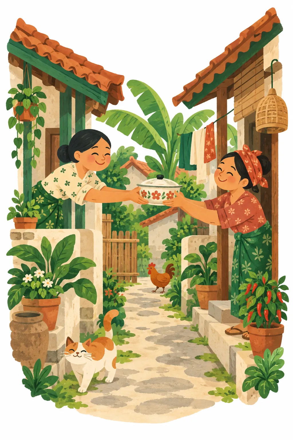 Ilustrasi tetangga di gang kampung