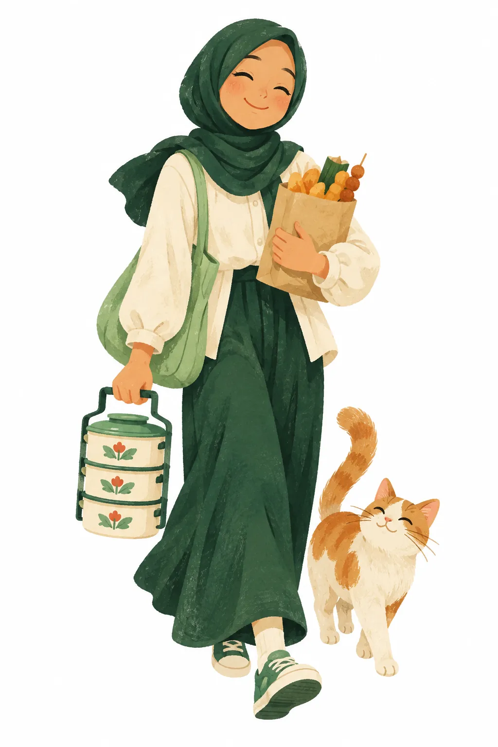 Ilustrasi mahasiswa menerima makanan