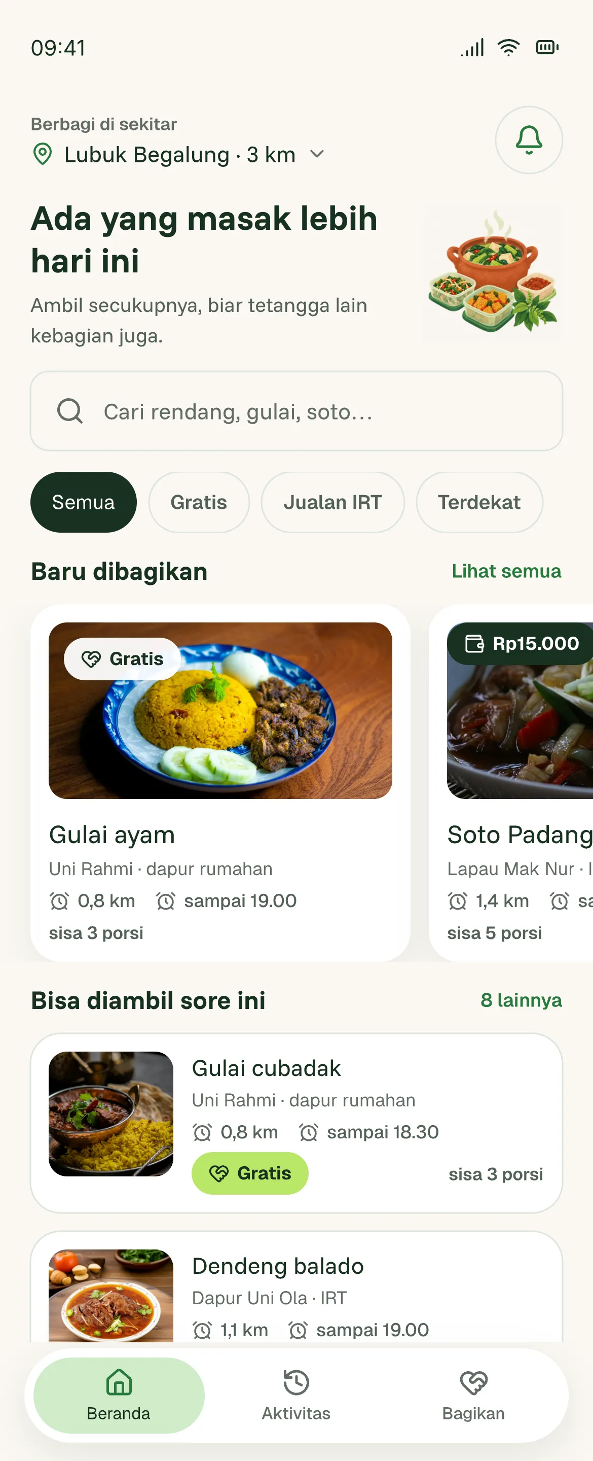 Beranda ShareFood hasil redesign